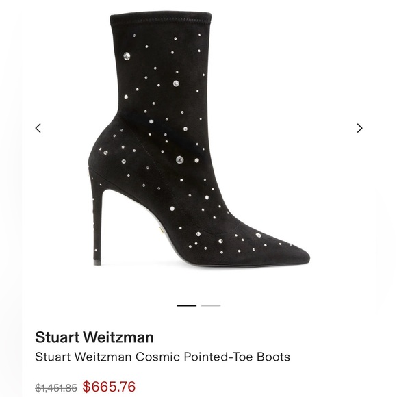 New in box! Stuart Weitzman Black Cosmic Pointed-Toe Boots size 6.5